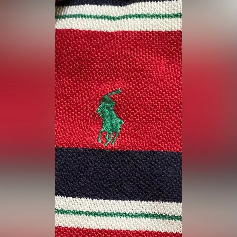 Vintage Polo Ralph Lauren Infant Sz‎ S (3-6m) Striped Cotton Mesh Polo Bodysuit